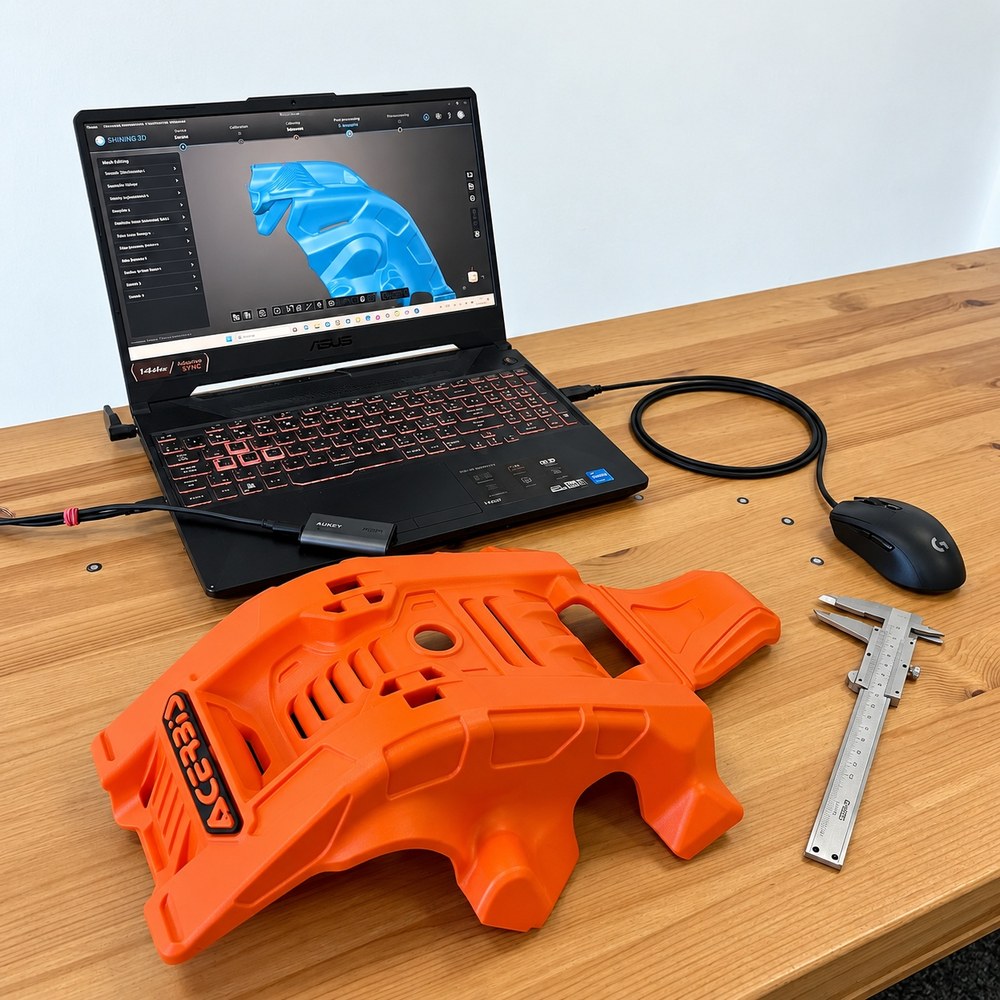 The part and its 3D scan — Basis for the CAD model